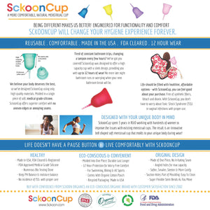 SckoonCup BEGINNER's CHOICE Menstrual Cup, Made in USA FDA Approved, Organic Pouch-Wellness - SckoonCup