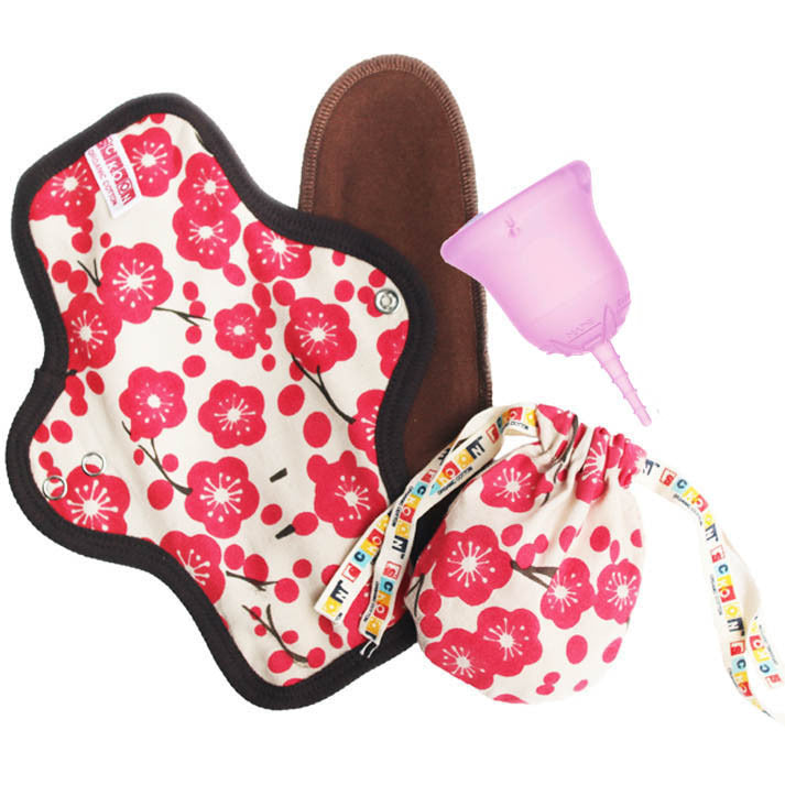 SCKOONCUP - MENSTRUAL CUP AND ORGANIC CLOTH PAD SET - PINK HOPE - SckoonCup