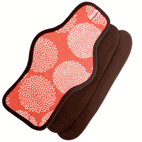 Organic Cotton Cloth Menstrual Pad Maxi Size with 2 inser liners: Fireworks Coral - SckoonCup