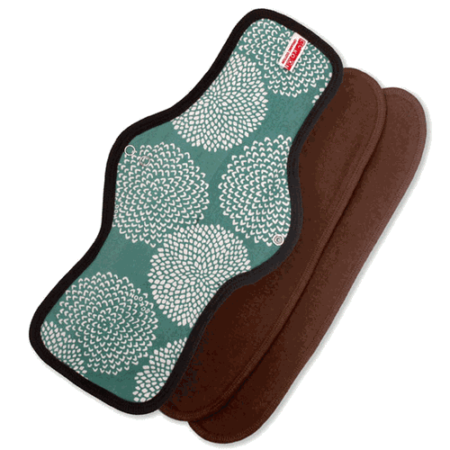 Organic Cotton Cloth Menstrual Pad Maxi Size with 2 inser liners: Fireworks Teal - SckoonCup