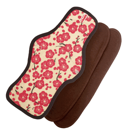 Organic Cotton Cloth Menstrual Pad Maxi Size with 2 inser liners: Plum - SckoonCup