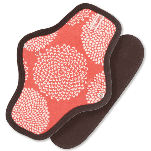 Organic Cotton Cloth Menstrual Pad No Leak Snap-on Type: Fireworks Coral - SckoonCup